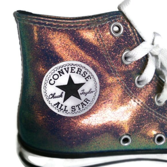 Converse Chuck Taylor All-Star Metallic Hi Top Sneakers Shoes youth sz 2 - Picture 4 of 8